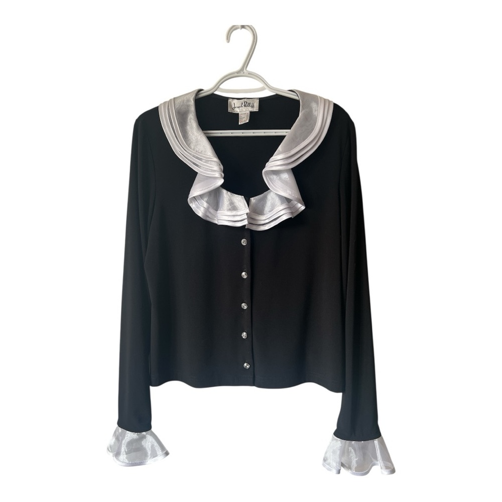 JOSEPH RIBKOFF | Ruffle Neck Button Up Blouse Size 16